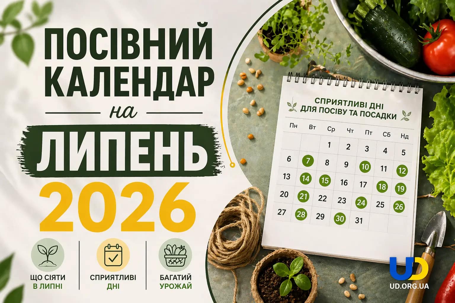 Посівний календар на липень 2026 - Ukraine Daily