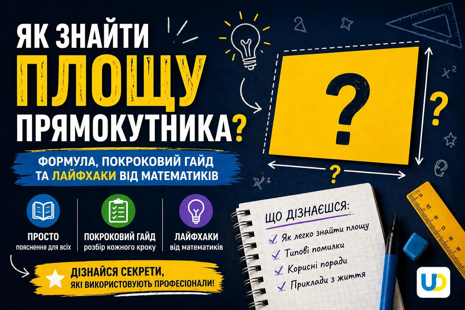 Як знайти площу прямокутника: формула, покроковий гайд, лайфхаки від математиків 2026